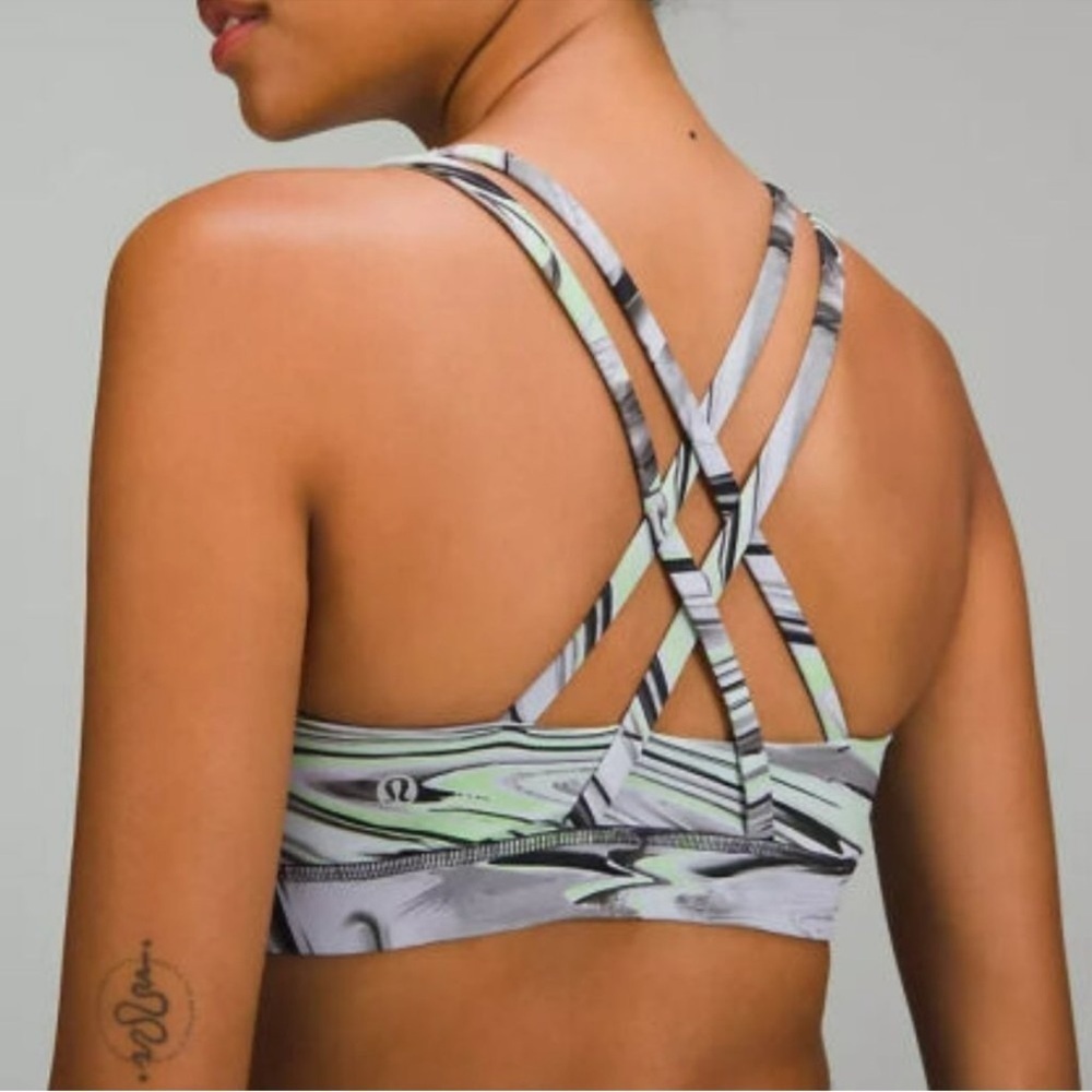 Lululemon Energy Bra High Neck Medium Support Paint Glide Warp Multi
